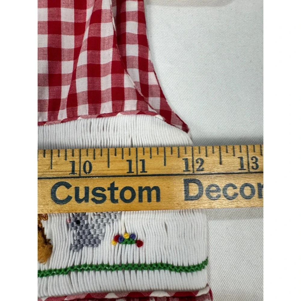 Girls Red Gingham Smocked Snow White Princess Dress Size 6Y Forest Animals 6‎